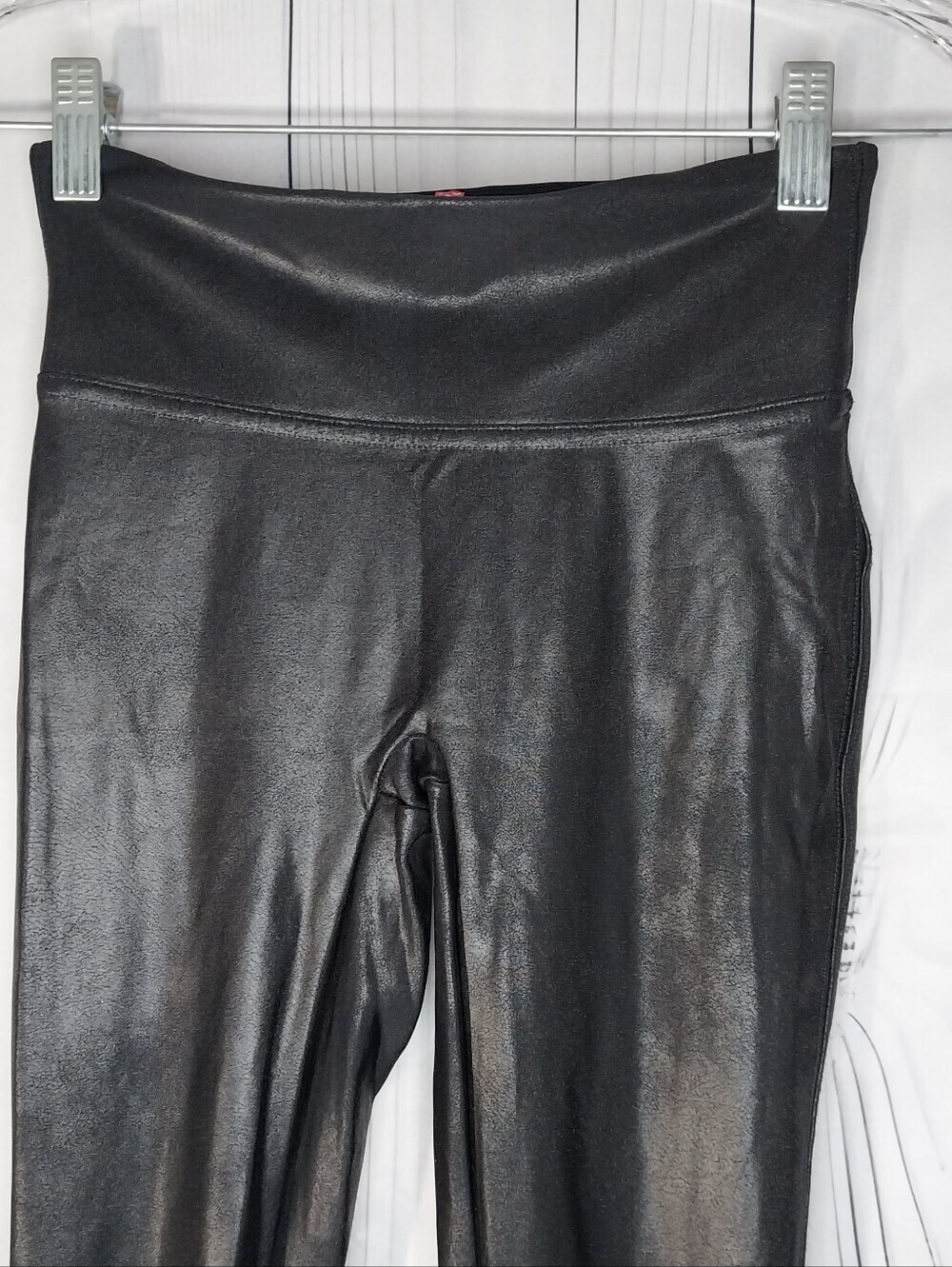 Spanx High-Waisted Faux Leather Edgy Chic Night Out Moto Goth Leggings - Picture 3 of 7
